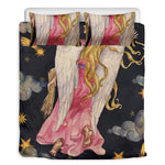 Watercolor Virgo Zodiac Sign Print Duvet Cover Bedding Set