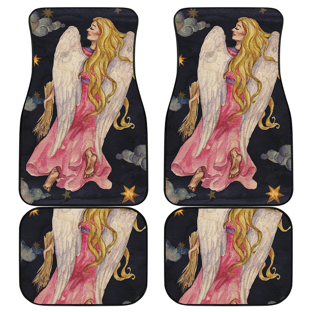 Watercolor Virgo Zodiac Sign Print Front and Back Car Floor Mats