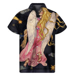 Watercolor Virgo Zodiac Sign Print Men's Short Sleeve Shirt