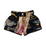 Watercolor Virgo Zodiac Sign Print Muay Thai Boxing Shorts
