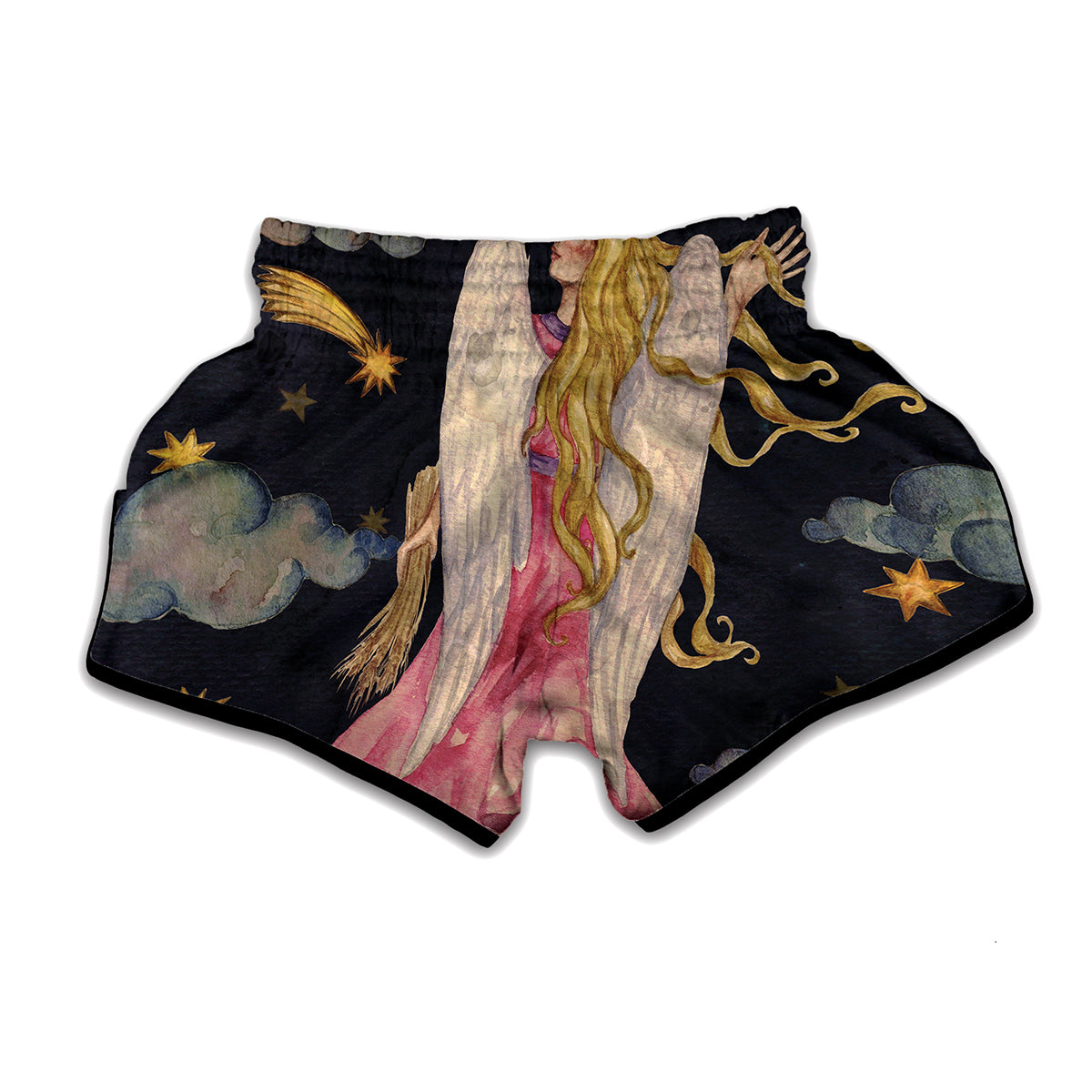 Watercolor Virgo Zodiac Sign Print Muay Thai Boxing Shorts