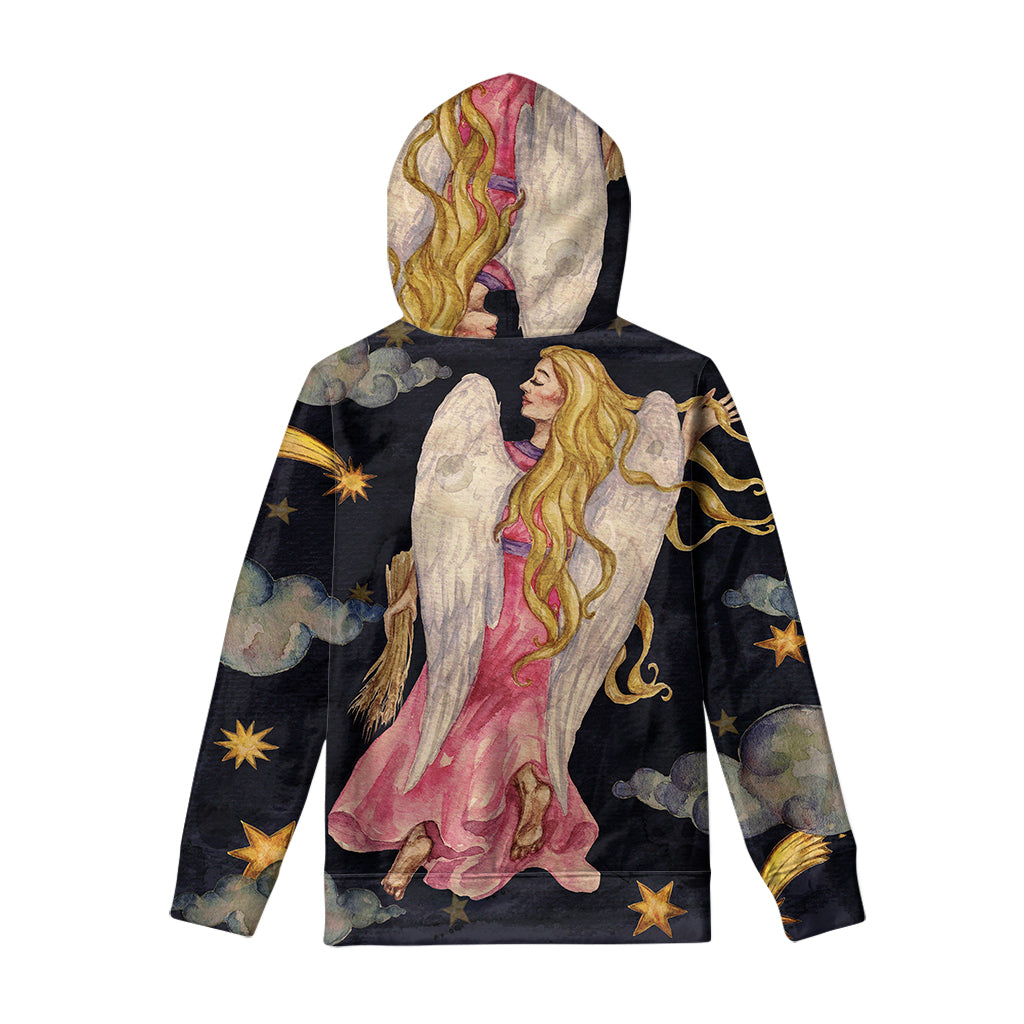 Watercolor Virgo Zodiac Sign Print Pullover Hoodie