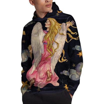 Watercolor Virgo Zodiac Sign Print Pullover Hoodie