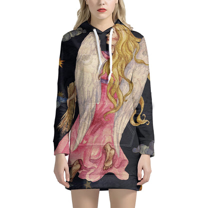 Watercolor Virgo Zodiac Sign Print Pullover Hoodie Dress