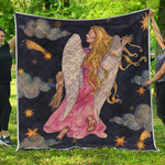 Watercolor Virgo Zodiac Sign Print Quilt