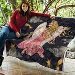 Watercolor Virgo Zodiac Sign Print Quilt