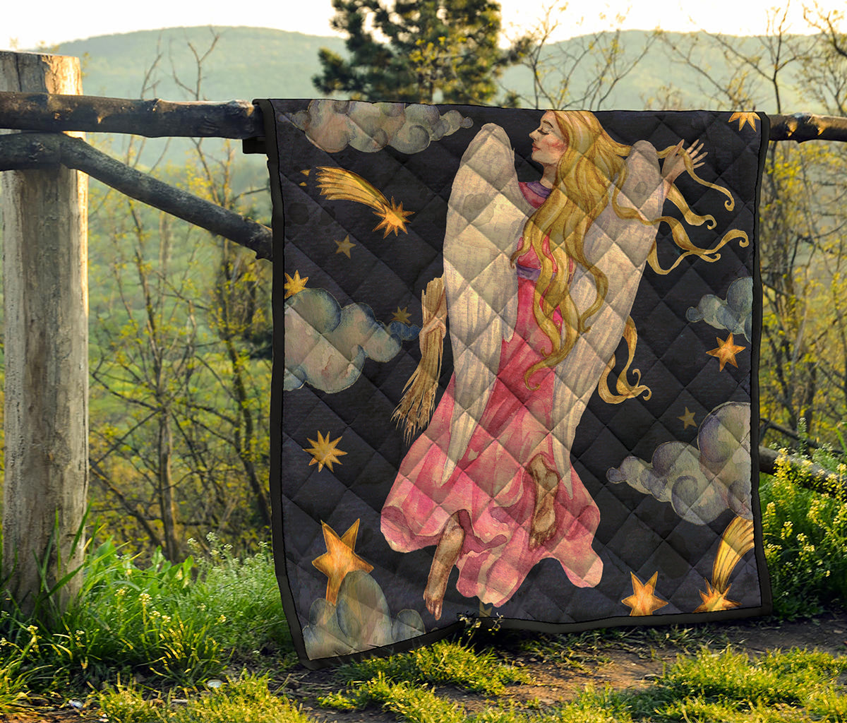 Watercolor Virgo Zodiac Sign Print Quilt