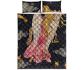 Watercolor Virgo Zodiac Sign Print Quilt Bed Set