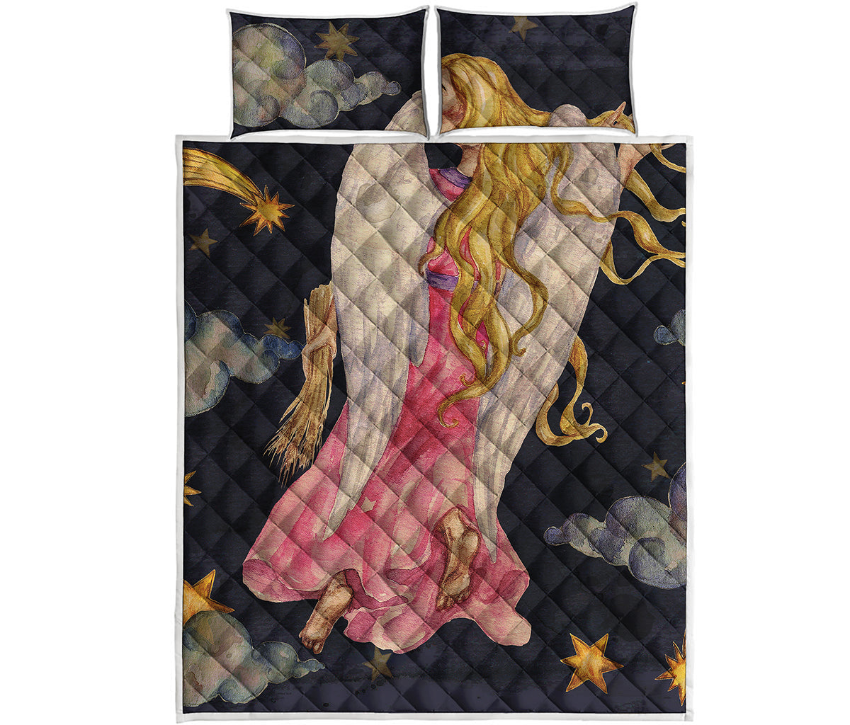 Watercolor Virgo Zodiac Sign Print Quilt Bed Set