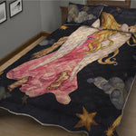 Watercolor Virgo Zodiac Sign Print Quilt Bed Set
