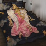 Watercolor Virgo Zodiac Sign Print Quilt Bed Set