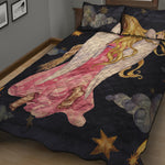 Watercolor Virgo Zodiac Sign Print Quilt Bed Set
