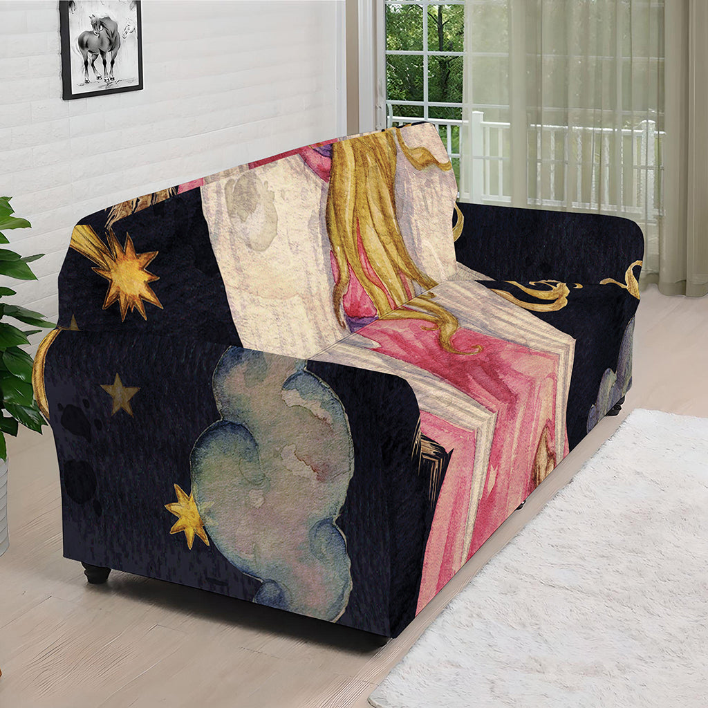 Watercolor Virgo Zodiac Sign Print Sofa Cover