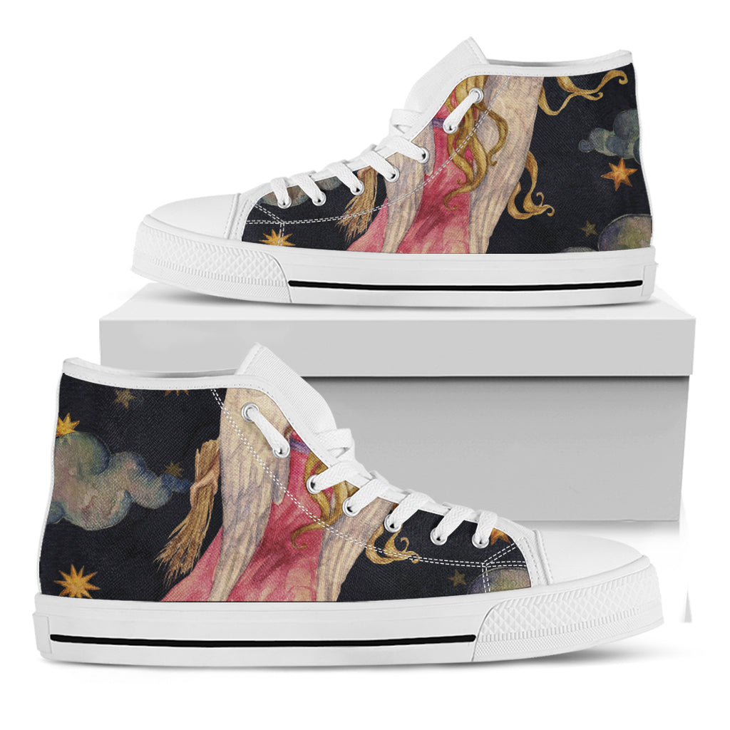 Watercolor Virgo Zodiac Sign Print White High Top Shoes