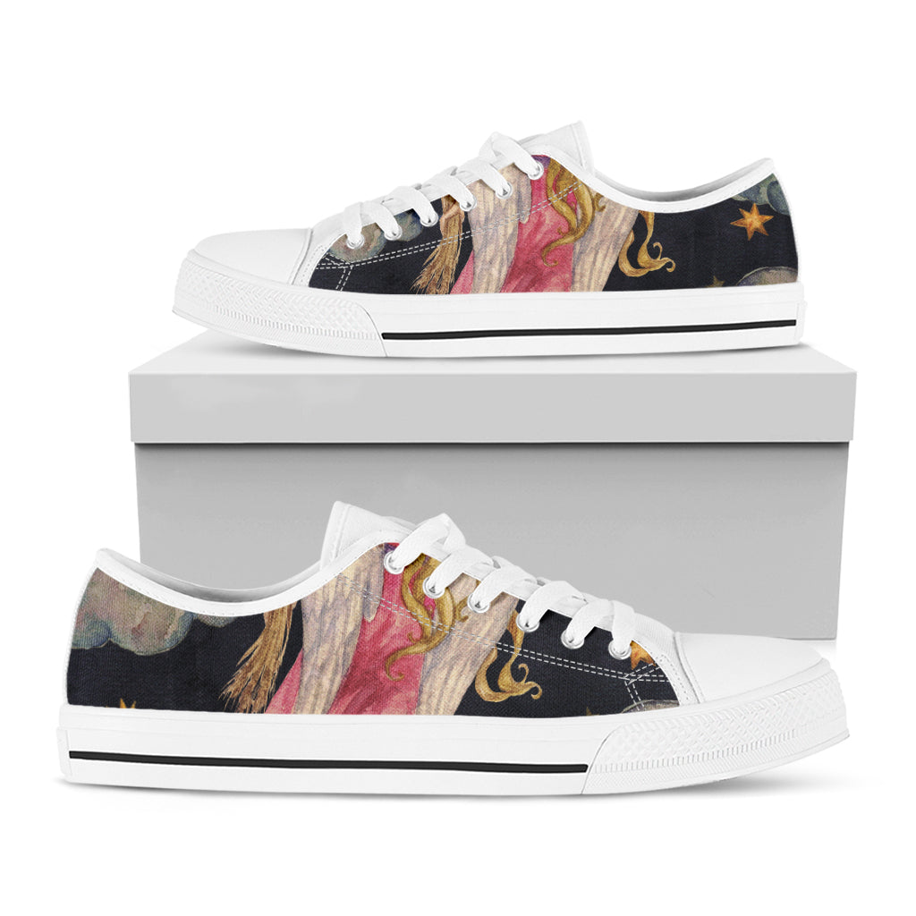 Watercolor Virgo Zodiac Sign Print White Low Top Shoes