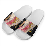 Watercolor Virgo Zodiac Sign Print White Slide Sandals