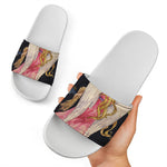 Watercolor Virgo Zodiac Sign Print White Slide Sandals