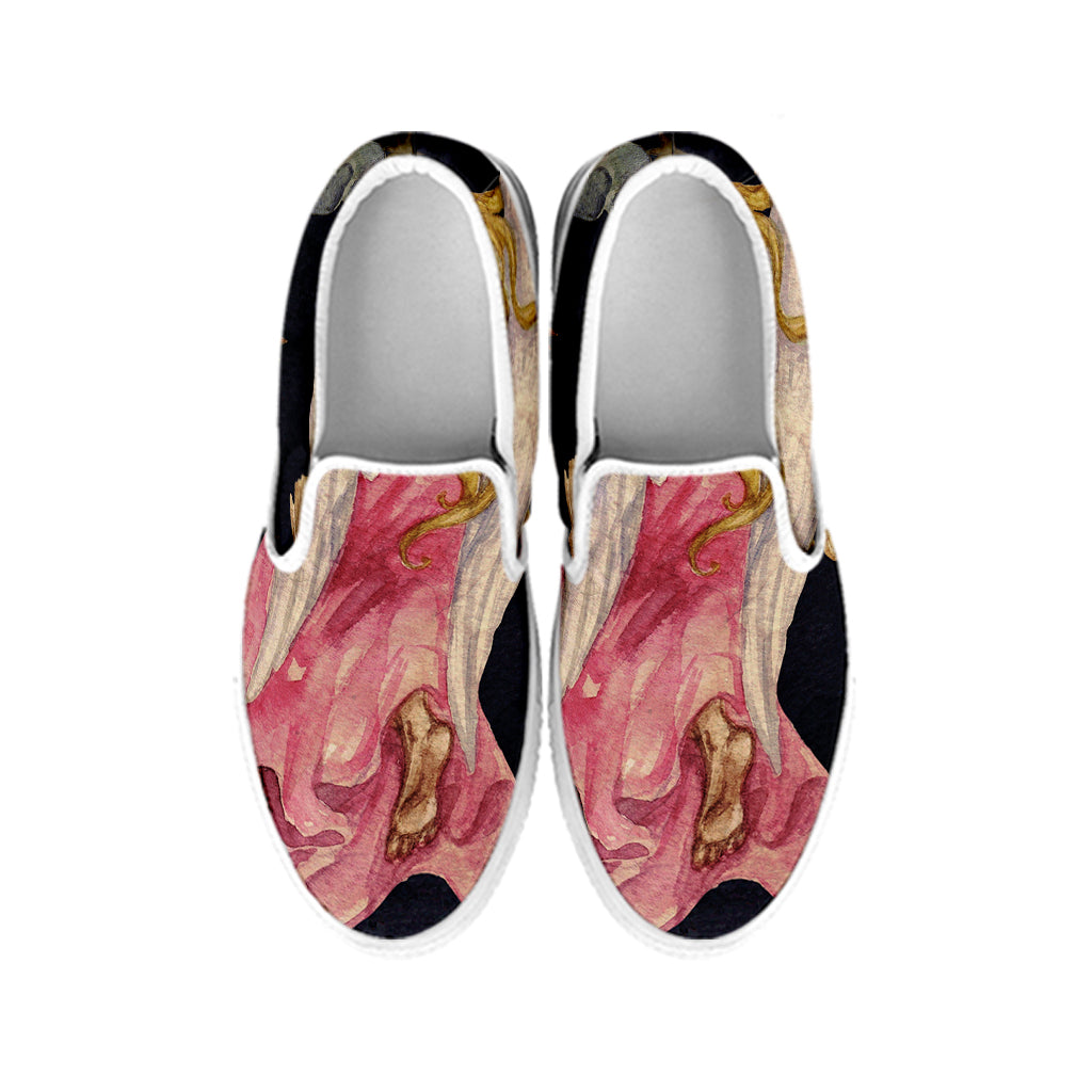 Watercolor Virgo Zodiac Sign Print White Slip On Shoes