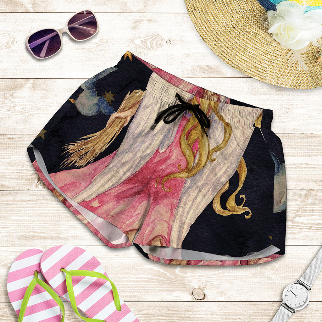 Watercolor Virgo Zodiac Sign Print Women's Shorts