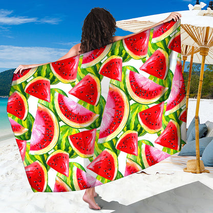 Watercolor Watermelon Pattern Print Beach Sarong Wrap