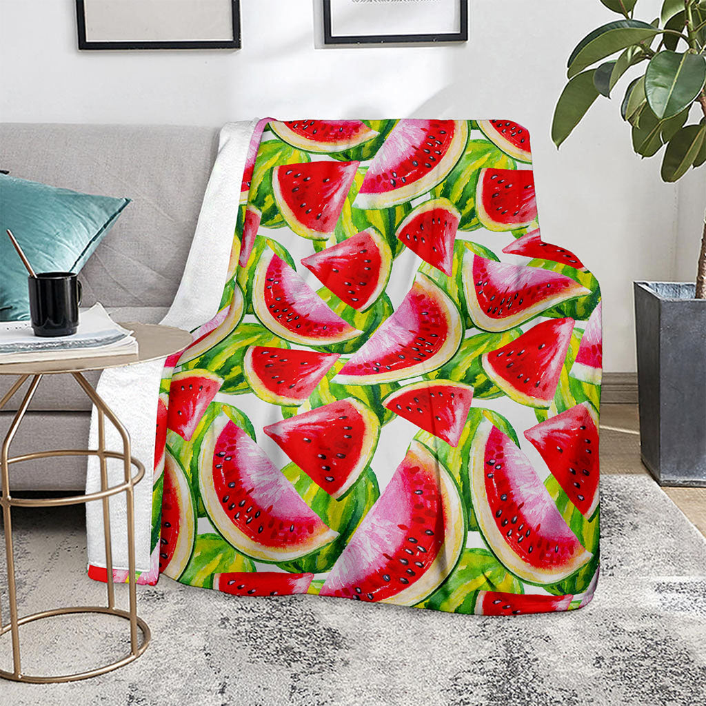 Watercolor Watermelon Pattern Print Blanket