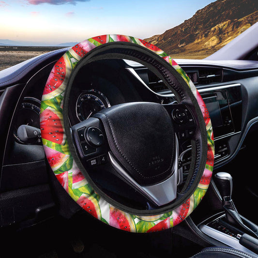Watercolor Watermelon Pattern Print Car Steering Wheel Cover