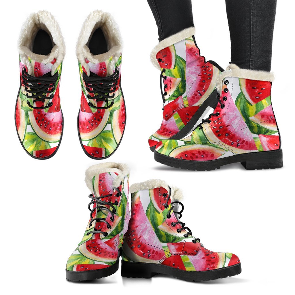 Watercolor Watermelon Pattern Print Comfy Boots GearFrost