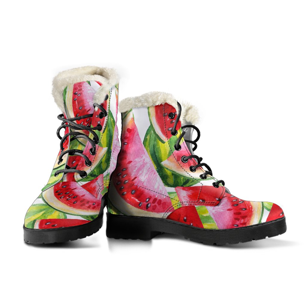 Watercolor Watermelon Pattern Print Comfy Boots GearFrost