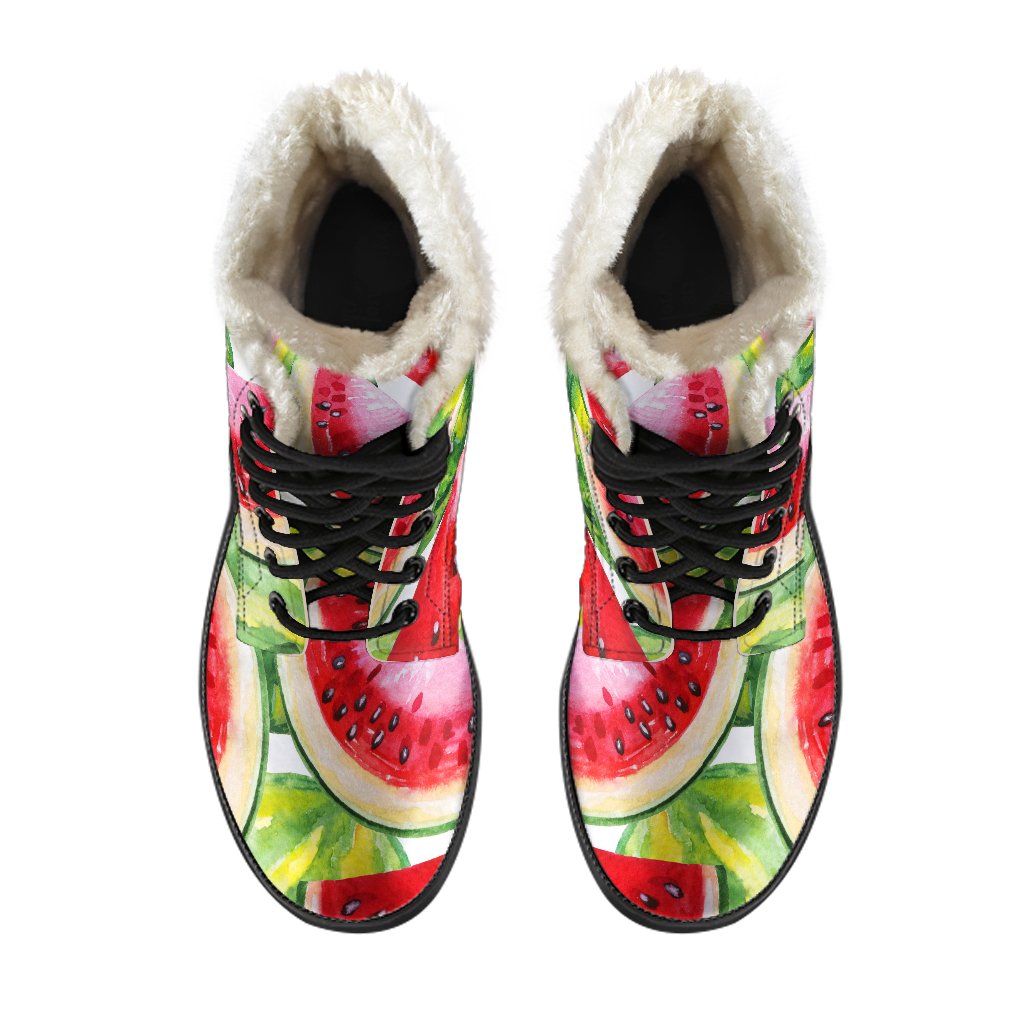 Watercolor Watermelon Pattern Print Comfy Boots GearFrost
