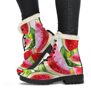 Watercolor Watermelon Pattern Print Comfy Boots GearFrost