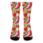 Watercolor Watermelon Pattern Print Crew Socks
