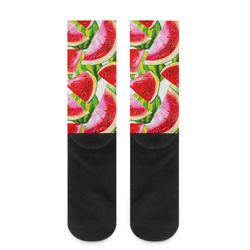 Watercolor Watermelon Pattern Print Crew Socks