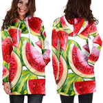 Watercolor Watermelon Pattern Print Hoodie Dress GearFrost