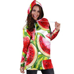 Watercolor Watermelon Pattern Print Hoodie Dress GearFrost