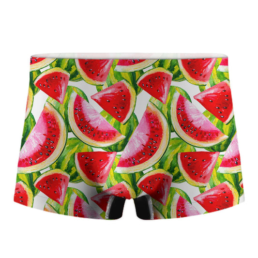 Watercolor Watermelon Pattern Print Men's Boxer Briefs