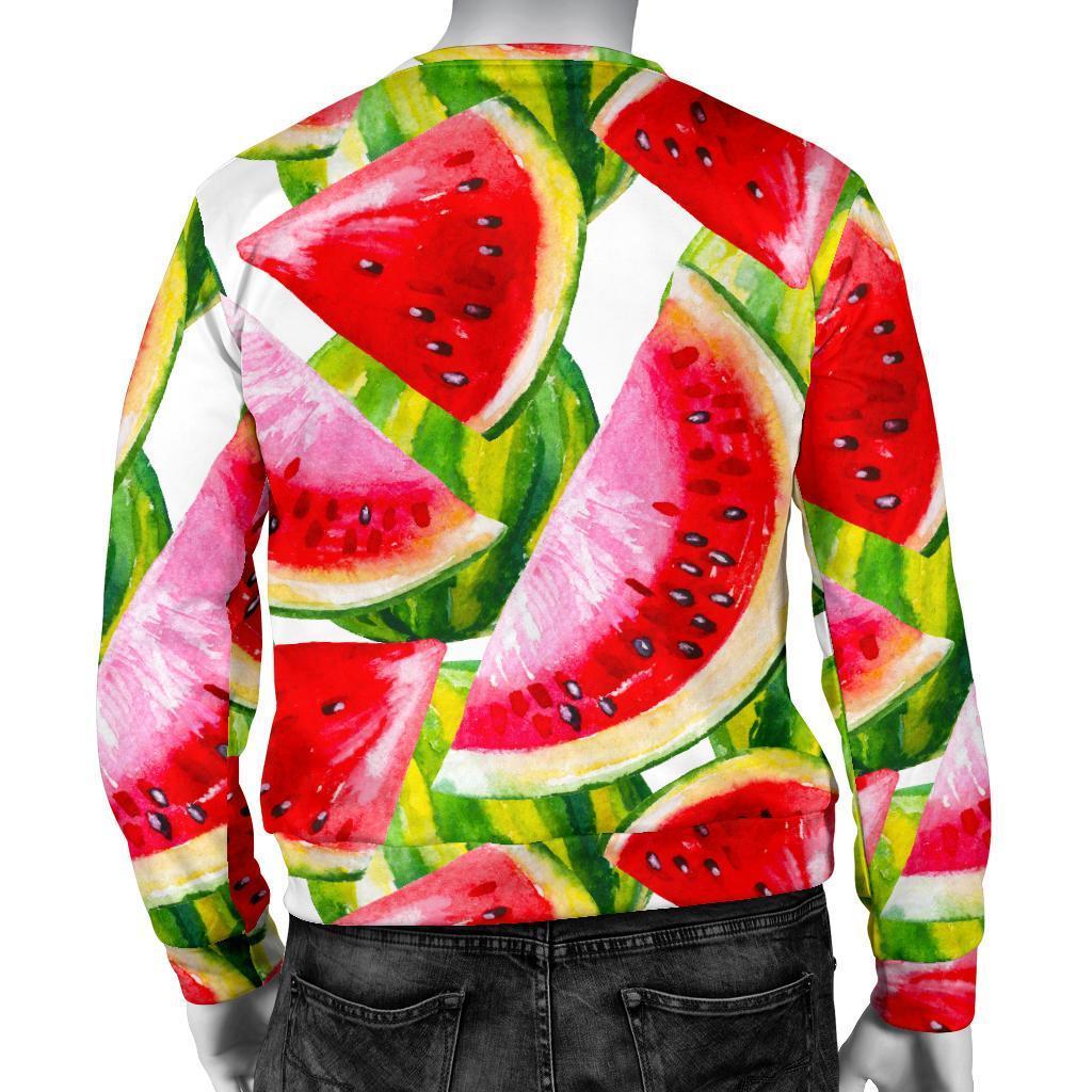 Watercolor Watermelon Pattern Print Men's Crewneck Sweatshirt GearFrost