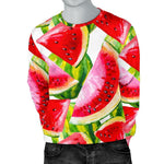 Watercolor Watermelon Pattern Print Men's Crewneck Sweatshirt GearFrost