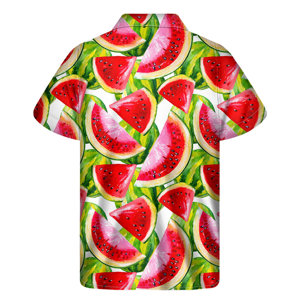 Watercolor Watermelon Pattern Print Men's Short Sleeve Shirt