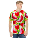 Watercolor Watermelon Pattern Print Men's T-Shirt