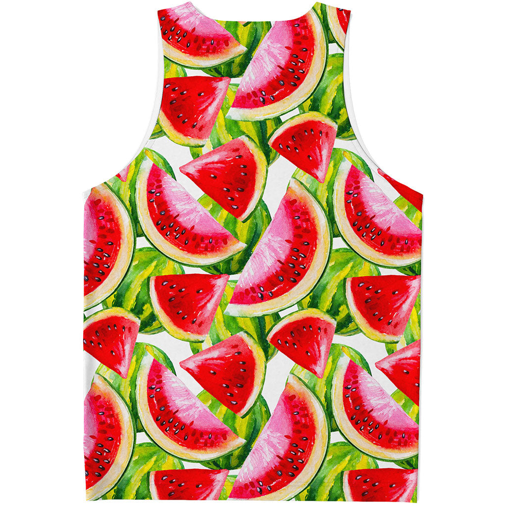 Watercolor Watermelon Pattern Print Men's Tank Top
