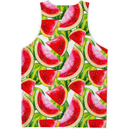 Watercolor Watermelon Pattern Print Men's Tank Top