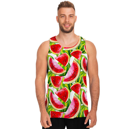 Watercolor Watermelon Pattern Print Men's Tank Top