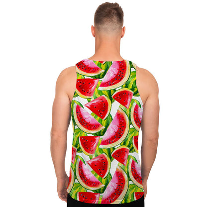 Watercolor Watermelon Pattern Print Men's Tank Top