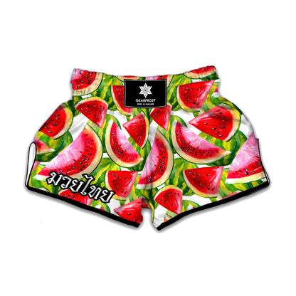Watercolor Watermelon Pattern Print Muay Thai Boxing Shorts