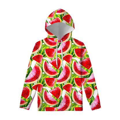 Watercolor Watermelon Pattern Print Pullover Hoodie