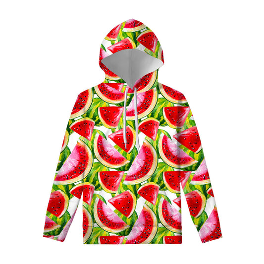 Watercolor Watermelon Pattern Print Pullover Hoodie