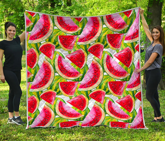 Watercolor Watermelon Pattern Print Quilt