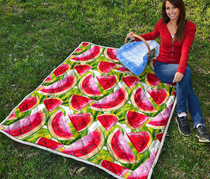 Watercolor Watermelon Pattern Print Quilt
