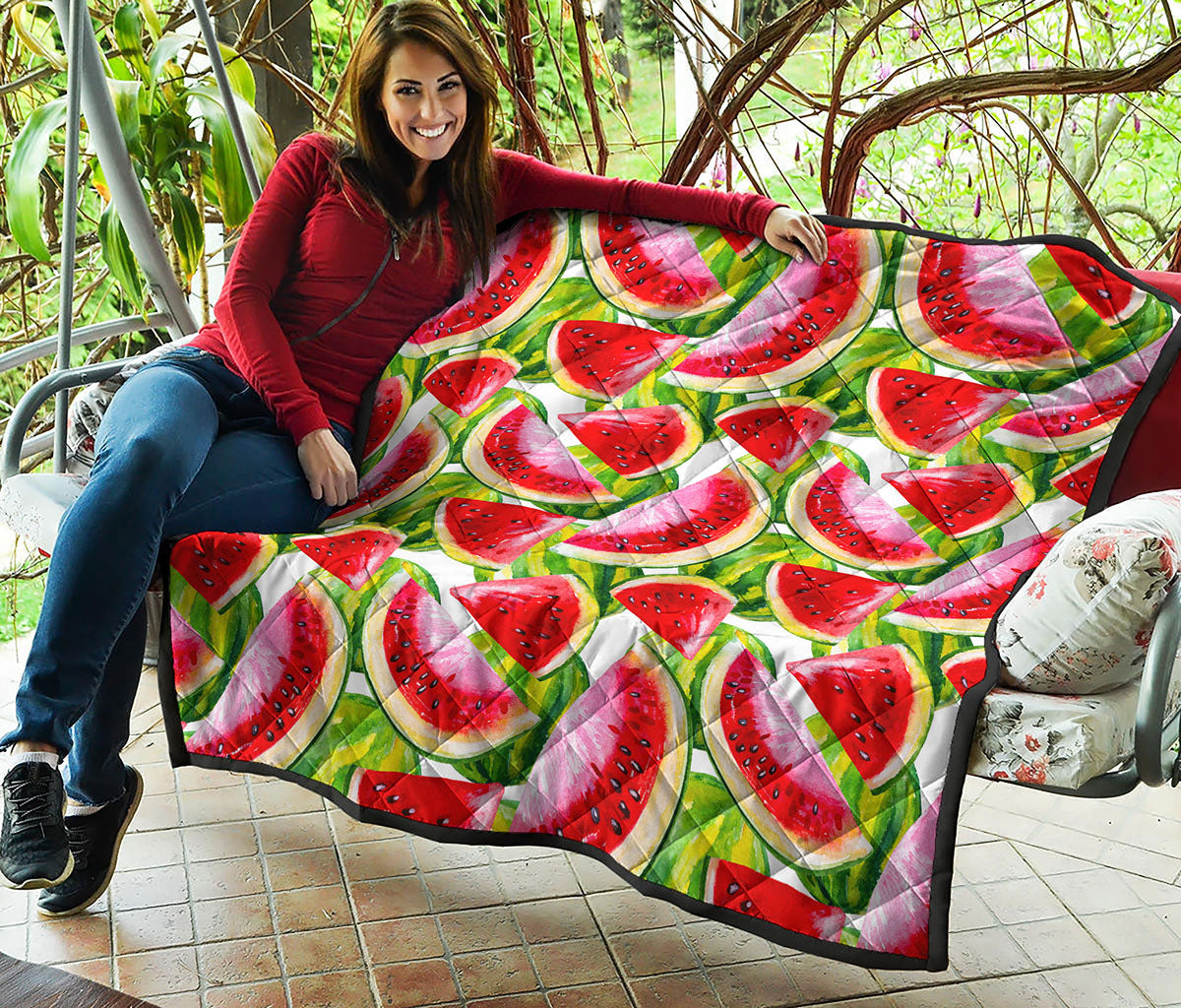 Watercolor Watermelon Pattern Print Quilt