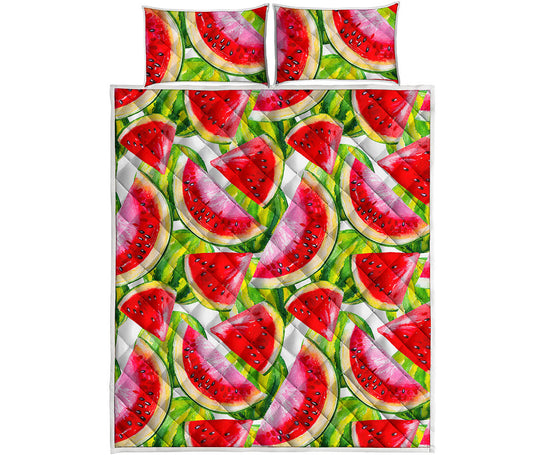 Watercolor Watermelon Pattern Print Quilt Bed Set